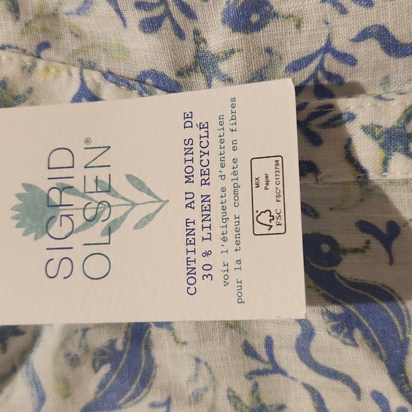 Sigrid Olsen NWT 100% Linen Button Down Beach Shirt With Ea Horses - Picture 3 of 9